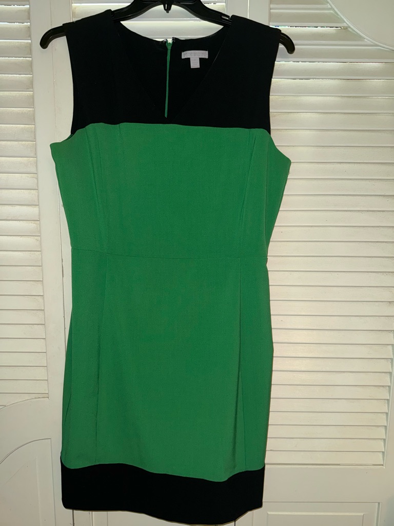 New York & Company Green And Black Colorblock Mini Dress